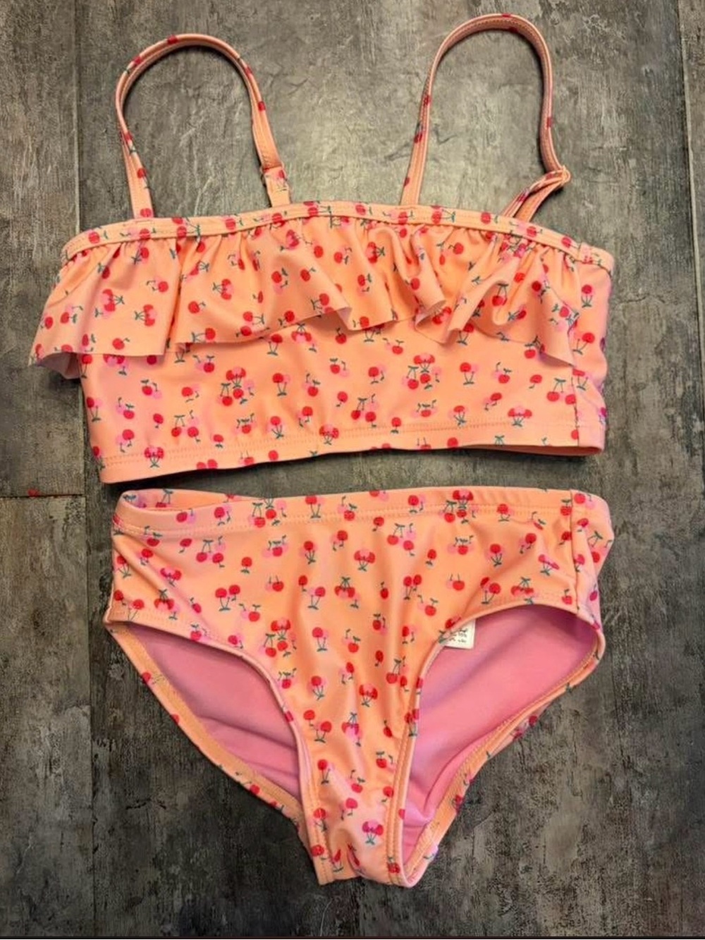 Epic Threads Peach Pink Cherry Print Girls Bikini | NWOT